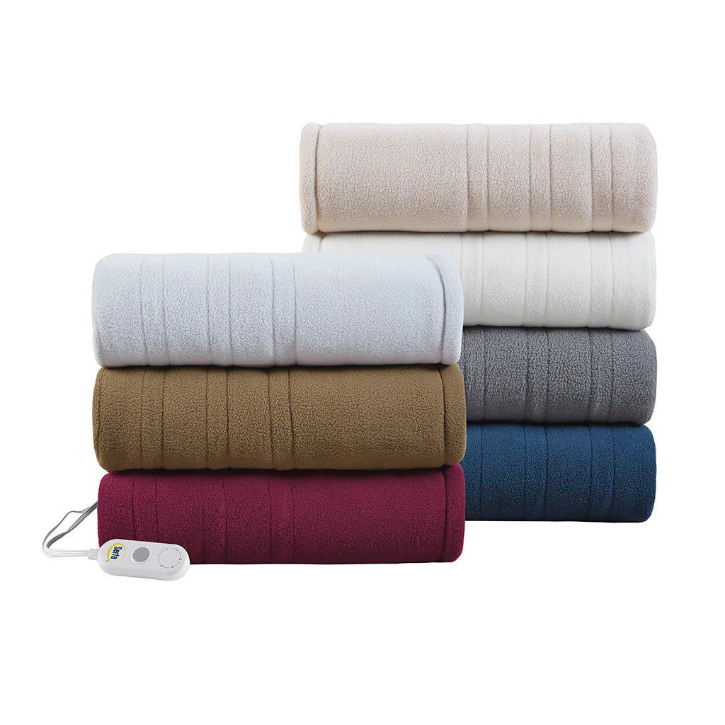 Fleece to Sherpa Heated Throw - Burgundy