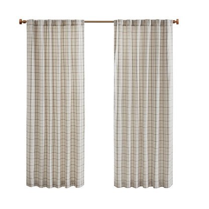 Anaheim Plaid Rod Pocket and Back Tab Curtain Panel with Fleece Lining - Natural