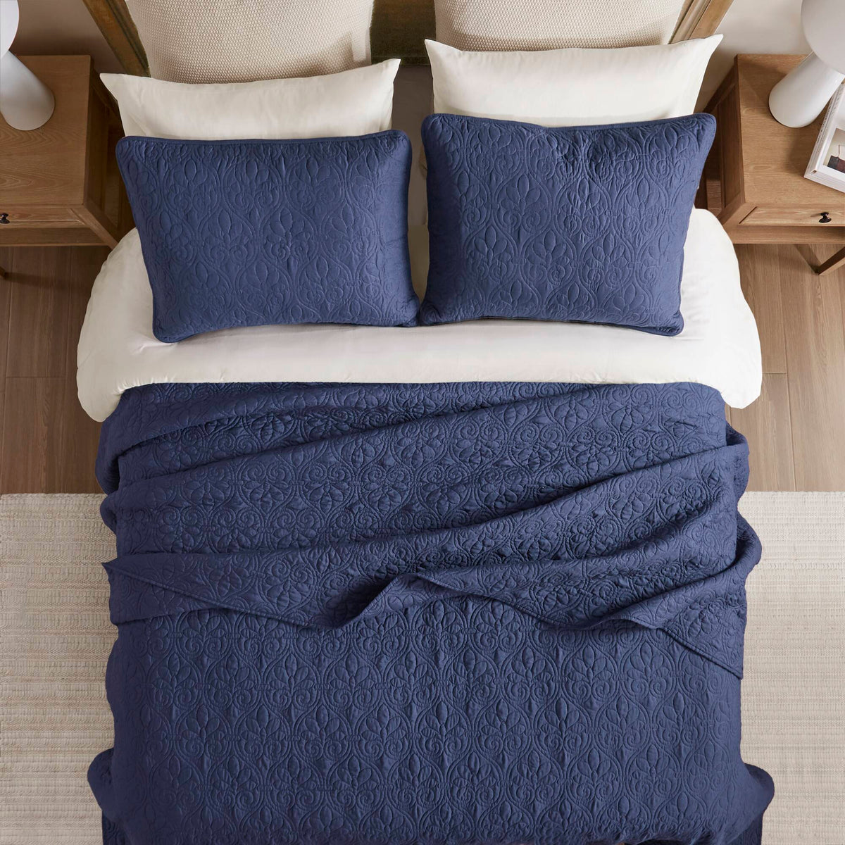 Quebec Reversible Bedspread Set - Navy