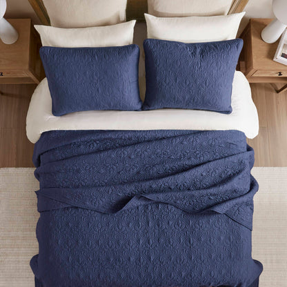 Quebec Reversible Bedspread Set - Navy