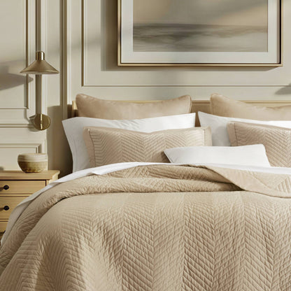 Liam Hotel 3 Piece Cotton Quilt Set - Linen