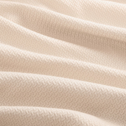 100% Certified Egyptian Cotton Blanket - Micro- herringbone Beige
