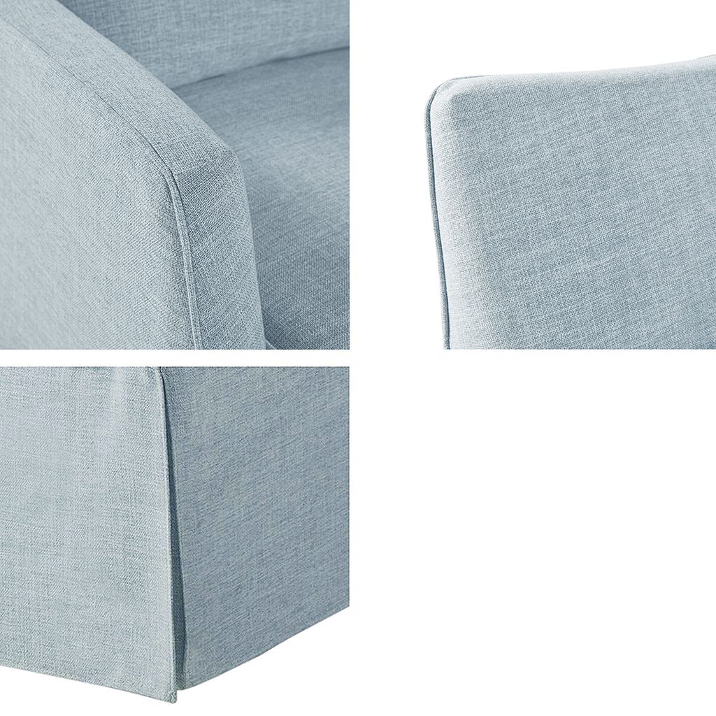 London Upholstered Skirted Swivel Armchair with Lumbar Pillow - Light Blue