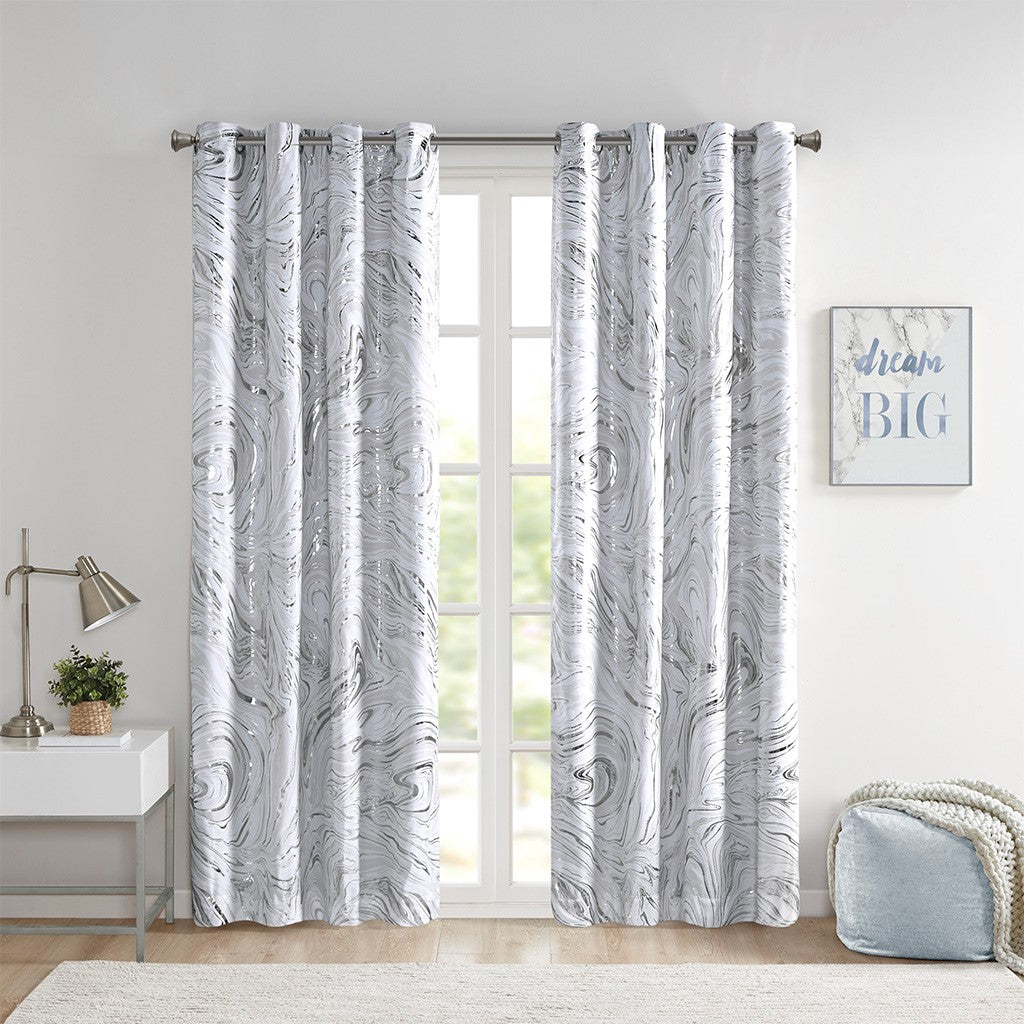 Rebecca Grommet Top Metallic Printed Total Blackout Curtain