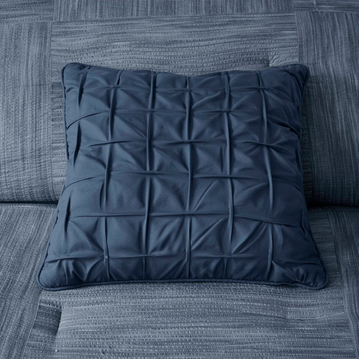 Walter 7 Piece Printed Seersucker Comforter Set - Navy