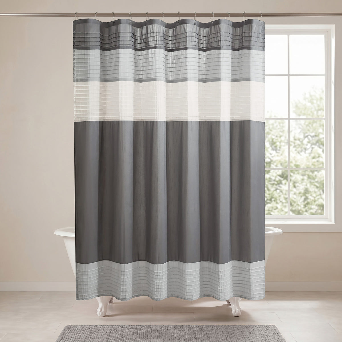 Amherst Faux Silk Shower Curtain - Grey