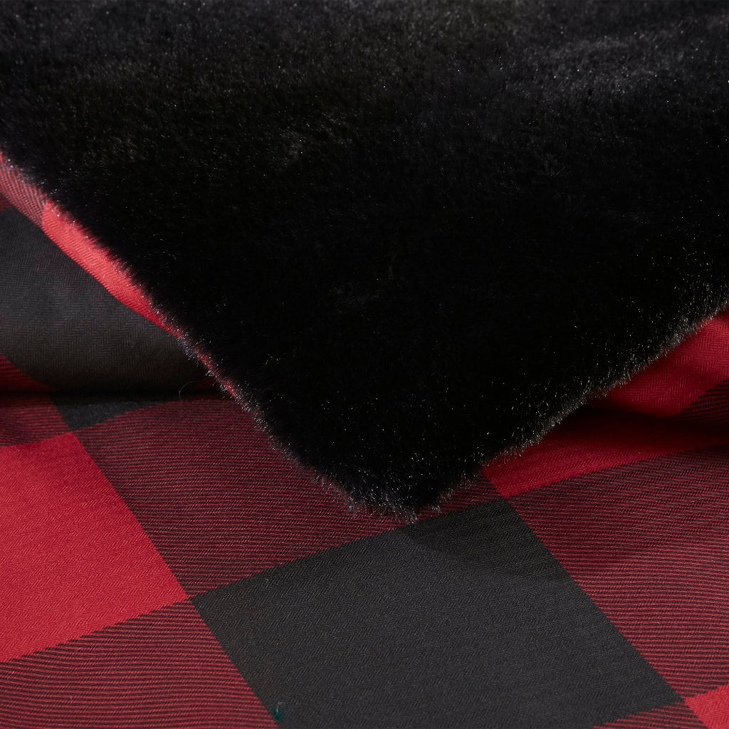 Bernston Faux Wool to Faux Fur Down Alternative Comforter Set - Red Buffalo Check