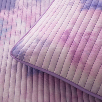 Cassiopeia Watercolor Tie Dye Printed Quilt Set with Throw Pillow - Purple