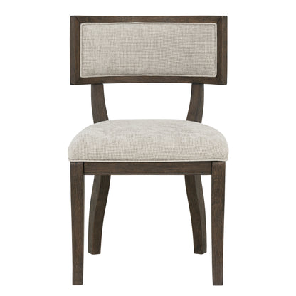 Marie Upholstered Split-Back Dining Chairs with Curved Wood Frame (Set of 2) - Beige/Brown
