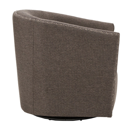 Tyler Upholstered Swivel Barrel Chair with Nailheads - Chocolate