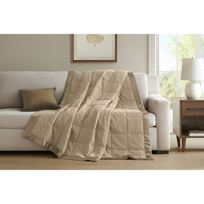 Windom Lightweight Down Alternative Blanket with Satin Trim - Brown