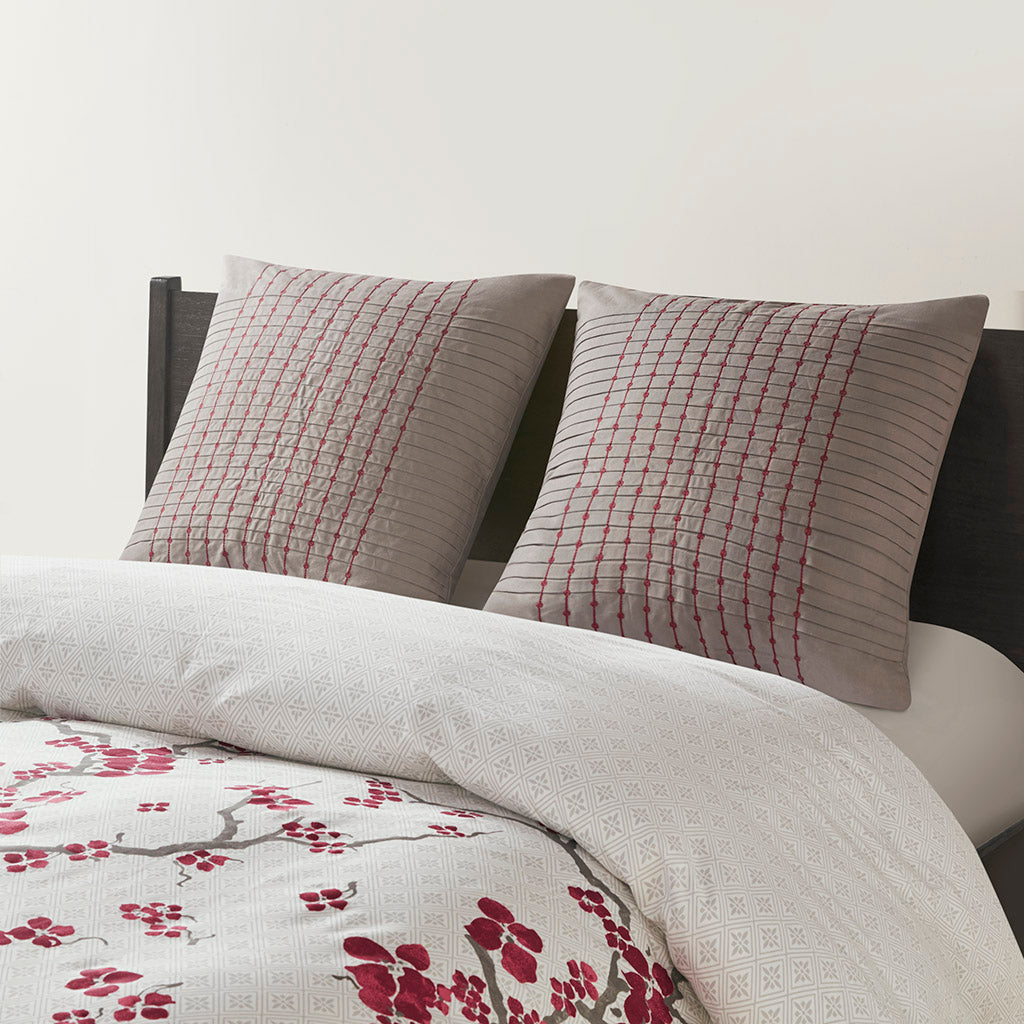 Cherry Blossom Euro Sham - Grey