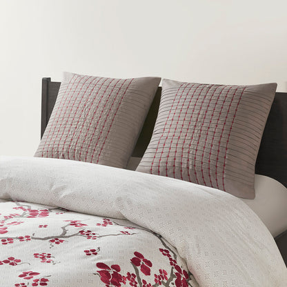 Cherry Blossom Euro Sham - Grey