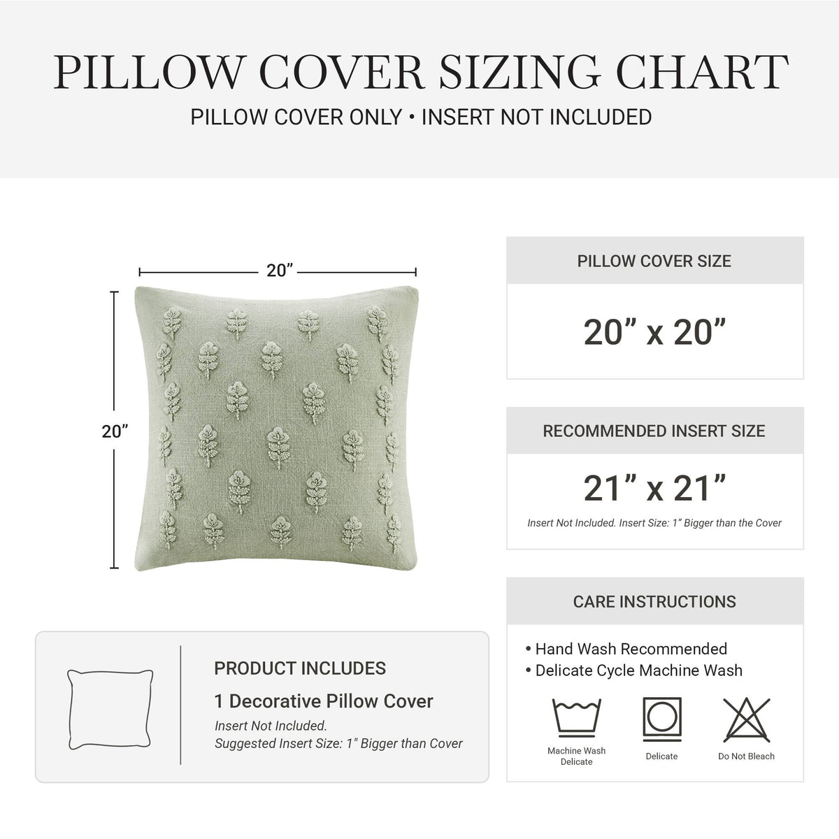 Ave Botanical 1 Piece Cotton Pillow Cover - Sage