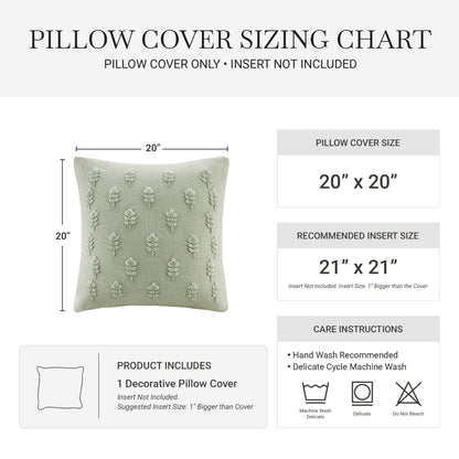 Ave Botanical 1 Piece Cotton Pillow Cover - Sage