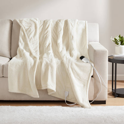 Heated Microlight to Berber Throw - Ivory