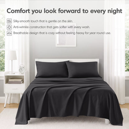 Microfiber All Season Soft Touch Sheet Set - Black
