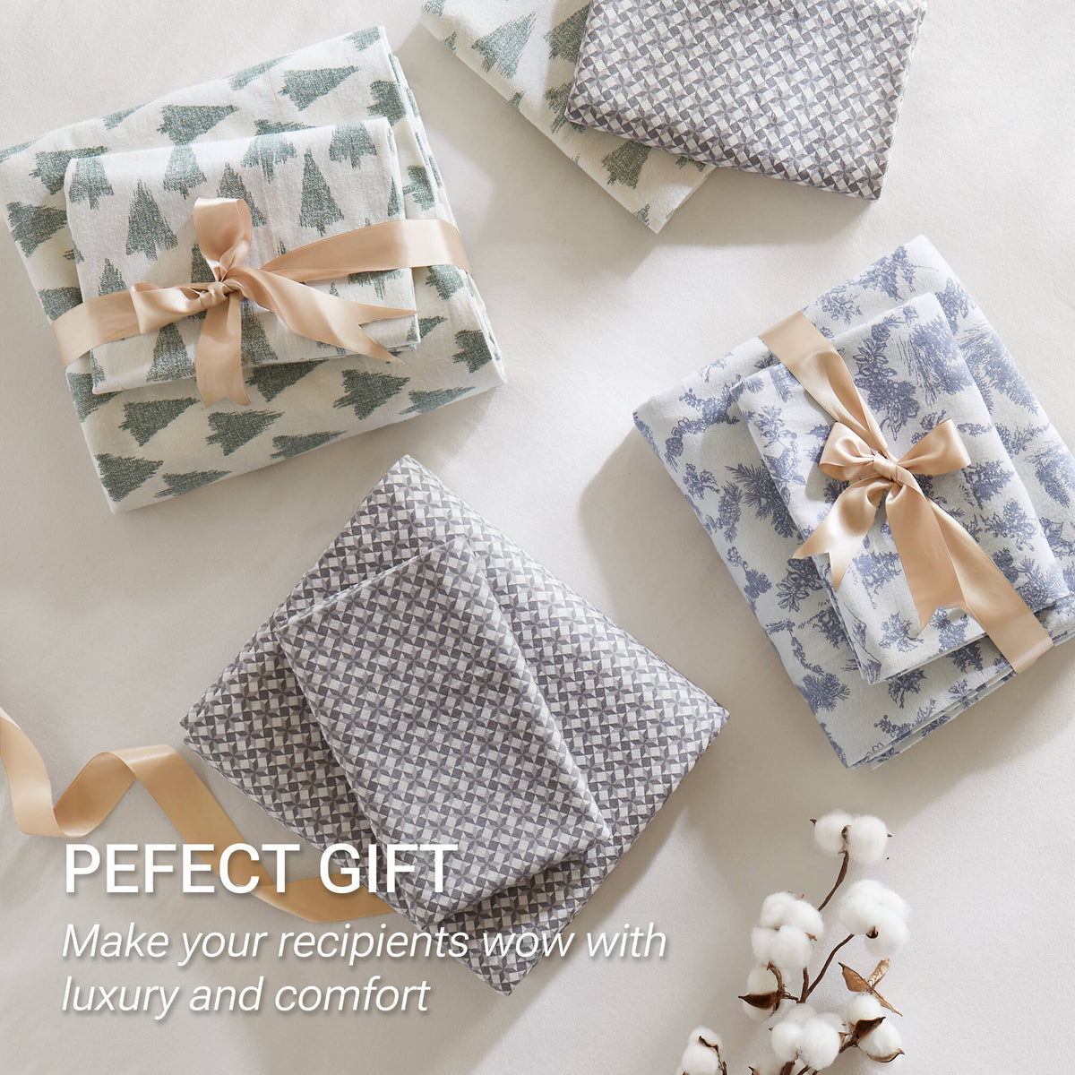 Cozy Cotton Flannel Printed Sheet Set - Ikat tree