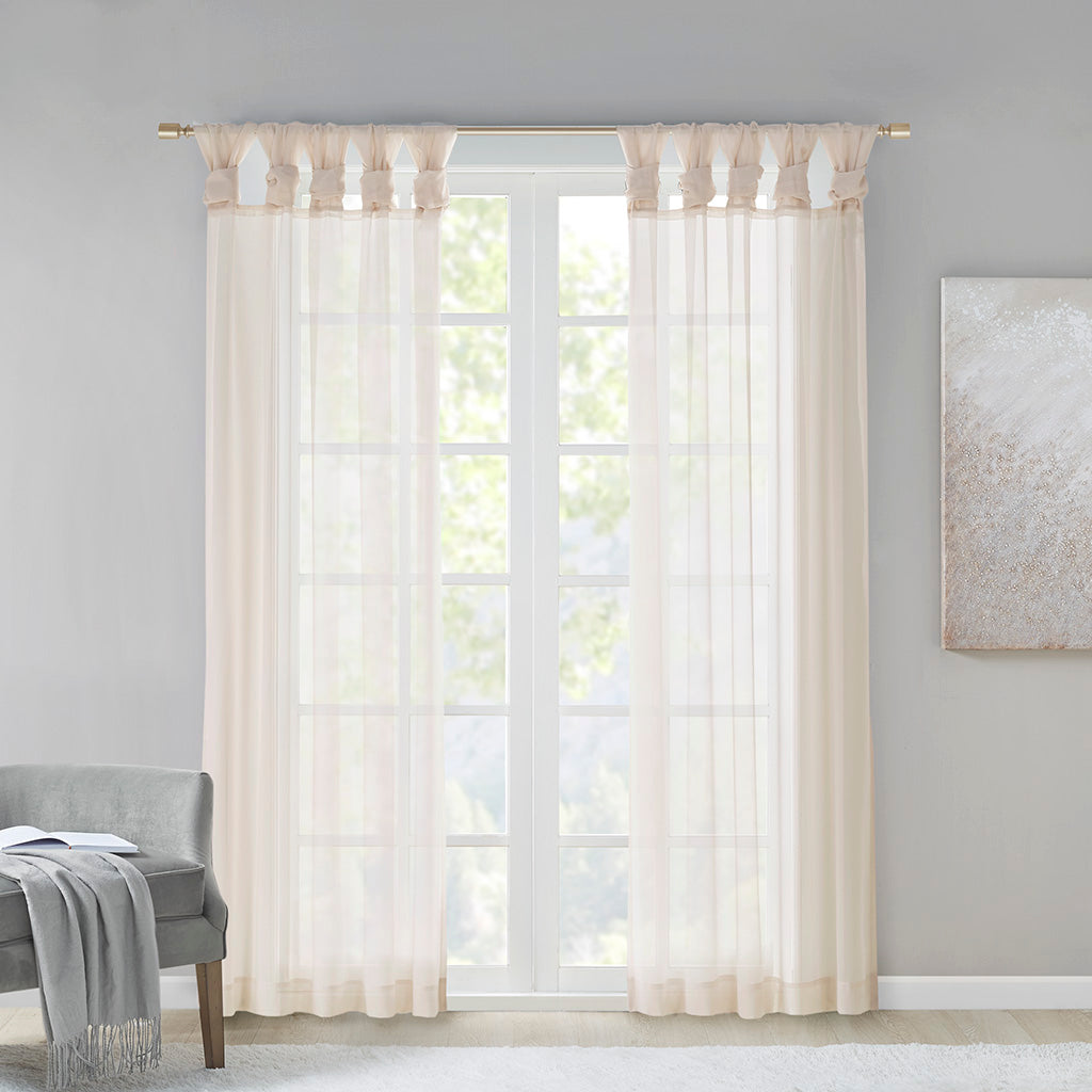 Ceres Twist Tab Voile Sheer Window Pair - Ivory