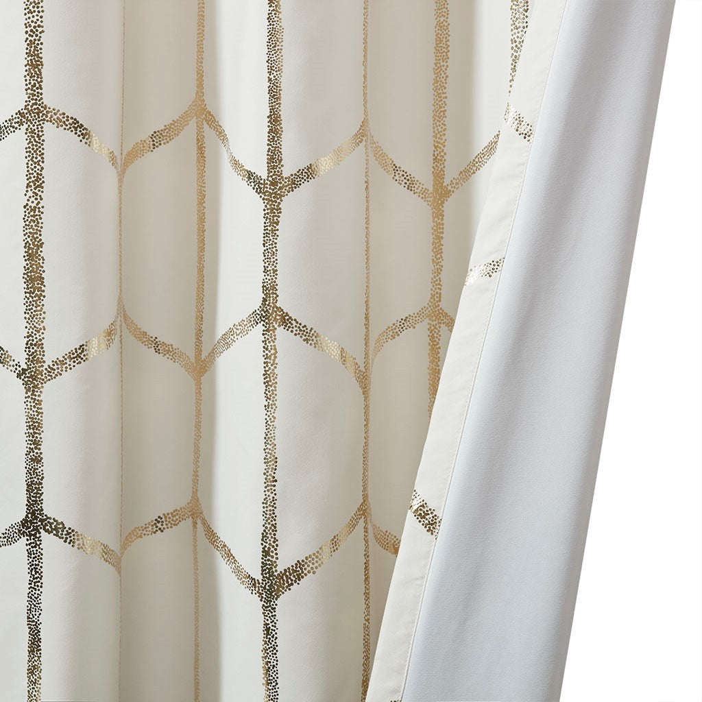 Raina Total Blackout Metallic Print Grommet Top Curtain