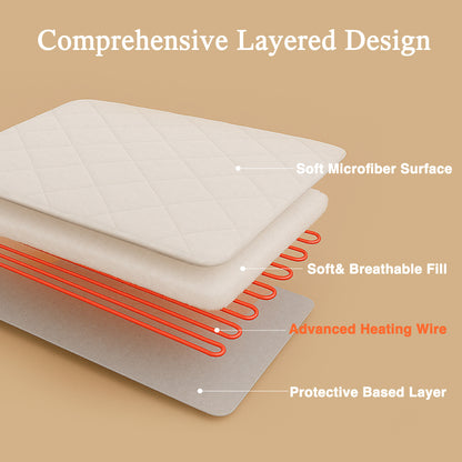 Microfiber Programmable Heated Mattress Pad - White