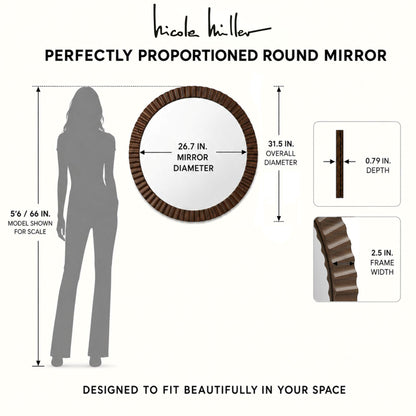 Simone Fluted Wall Mirror - Walnut Brown