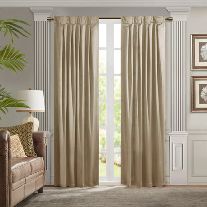 Avignon Pleat Curtain Panel with Tieback (Single) - Champagne