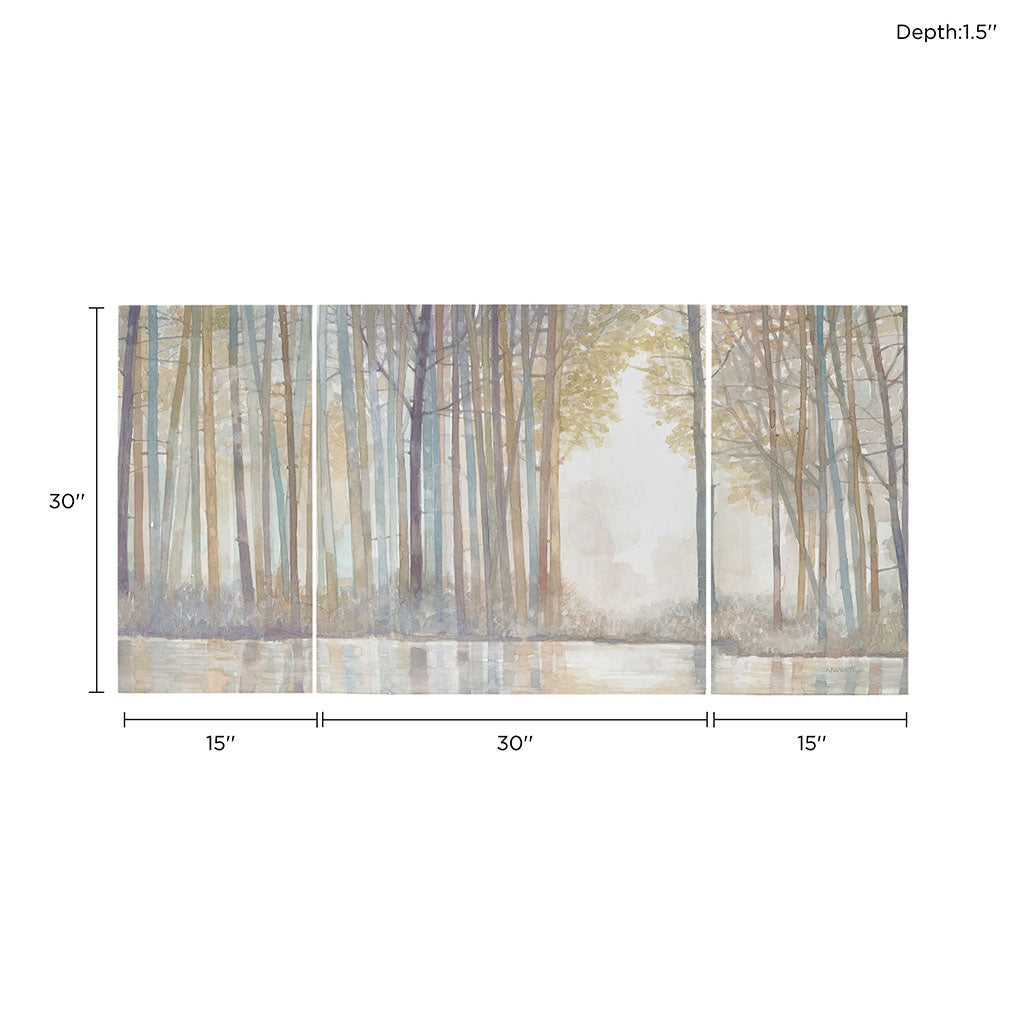 Forest Reflections Triptych 3-piece Canvas Wall Art Set - Multi