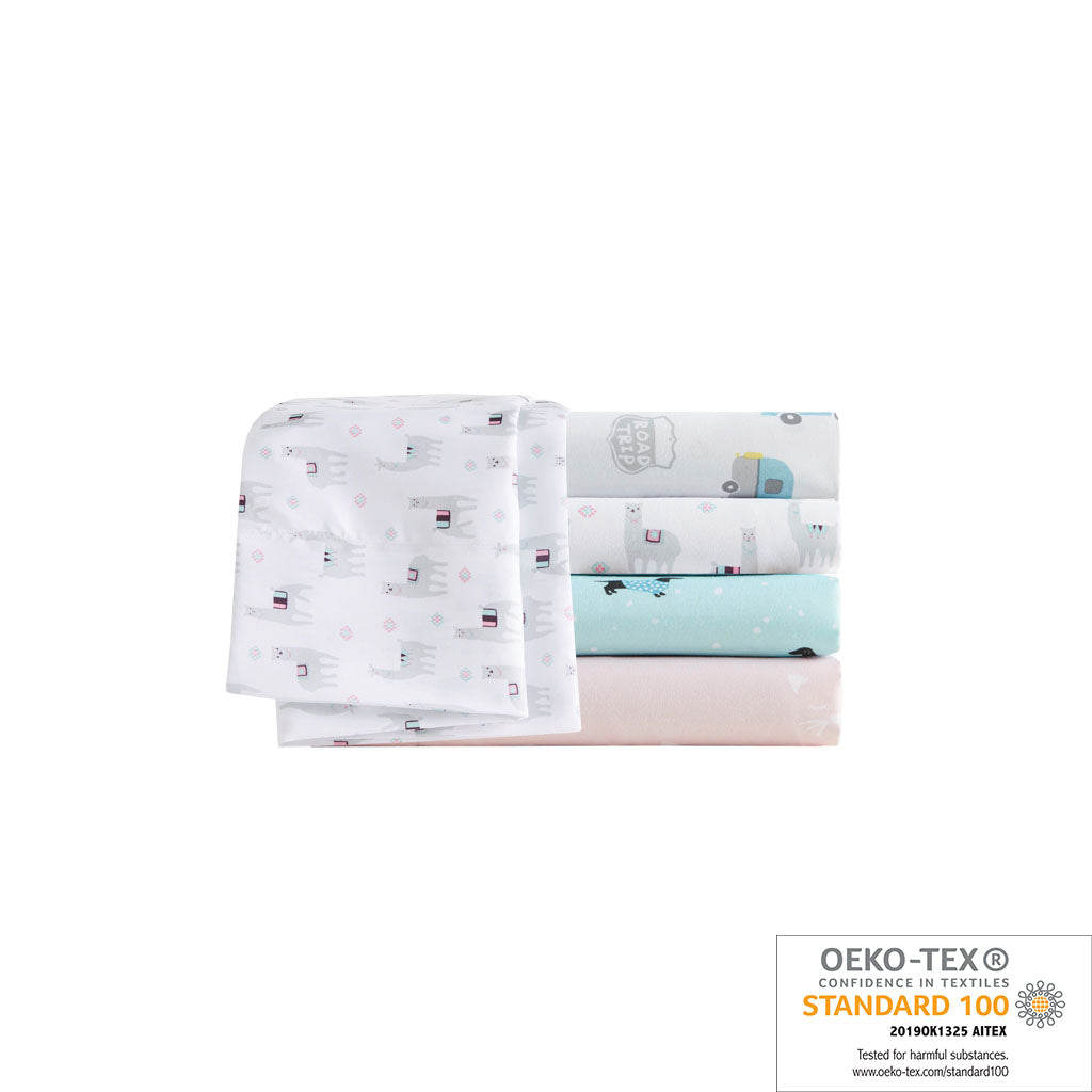 Novelty Printed Sheet Set - Grey/Blue Road Trip