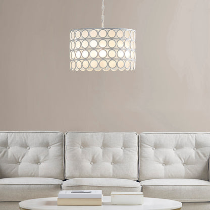 Abbot 4-Light Glass Drum Shade Chandelier - White