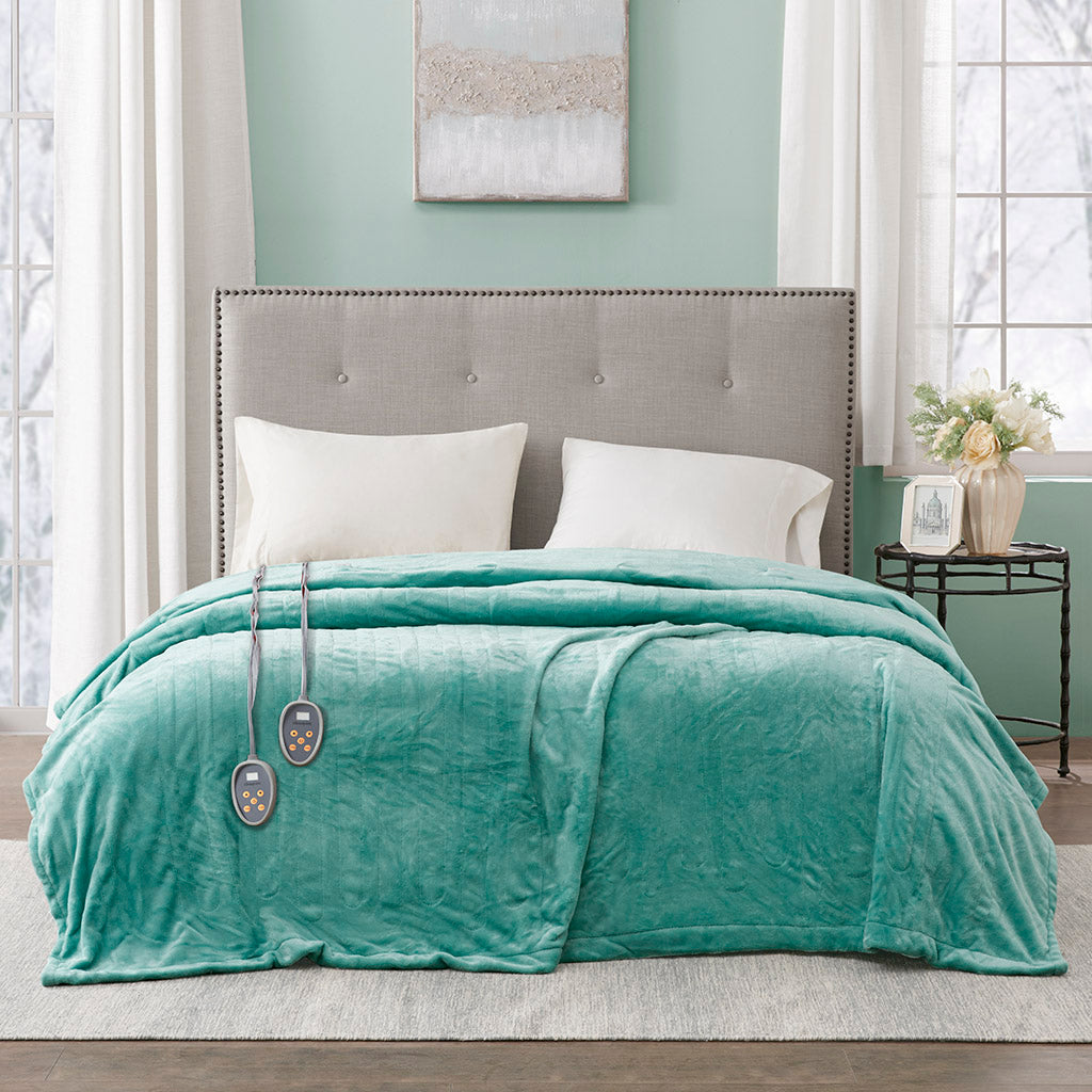 Plush Heated Blanket - Aqua