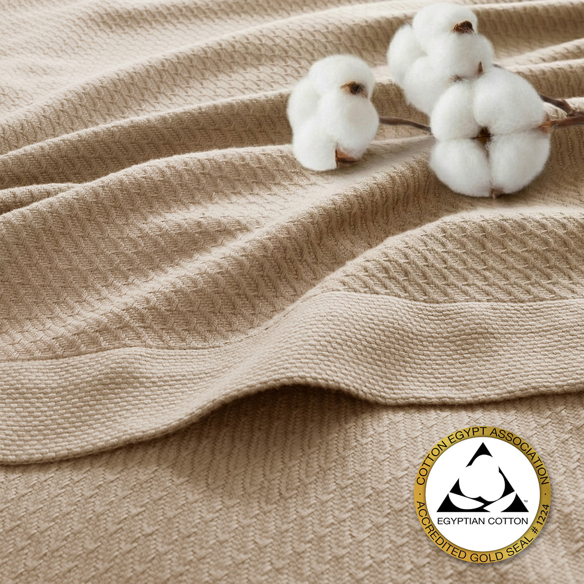 100% Certified Egyptian Cotton Blanket - Khaki