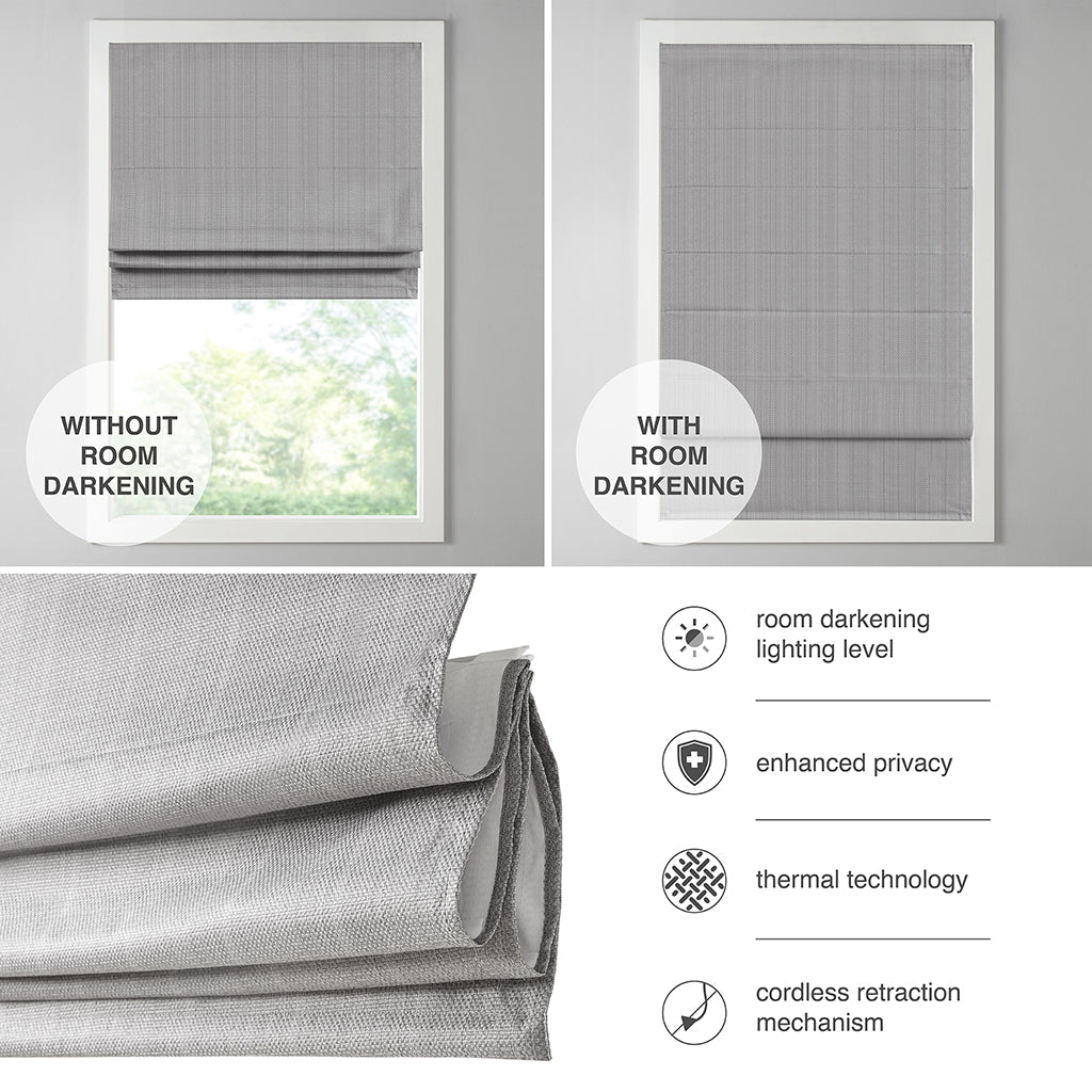 Galen Basketweave Cordless Roman Shade Collection - White