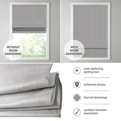 Galen Basketweave Cordless Roman Shade Collection - Grey