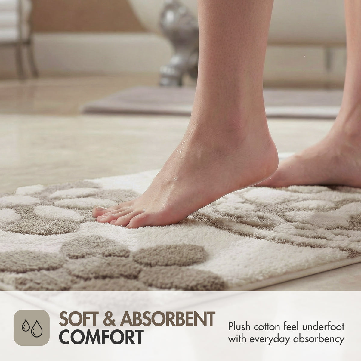 Casablanca Medallion Cotton Tufted Bath Rug - Taupe
