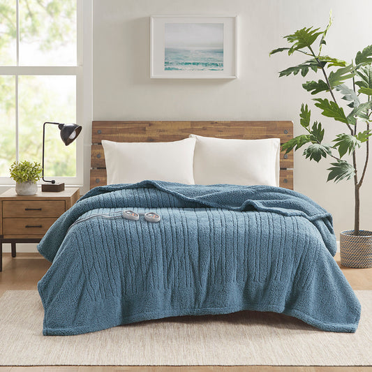 Sherpa Heated Blanket - Blue
