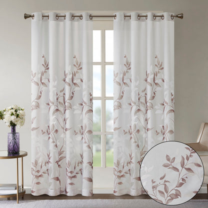 Cecily Burnout Printed Window Curtain Panel - Mauve