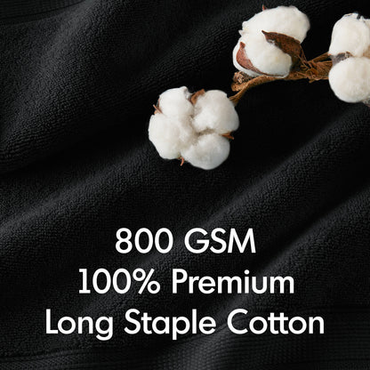 800GSM 100% Cotton 8 Piece Towel Set - Black
