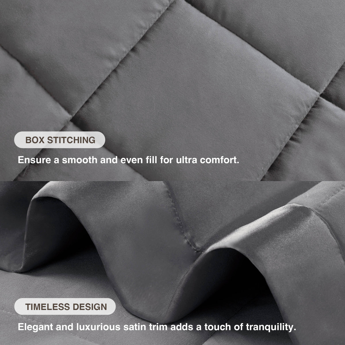 Windom Lightweight Down Alternative Blanket with Satin Trim - Charcoal