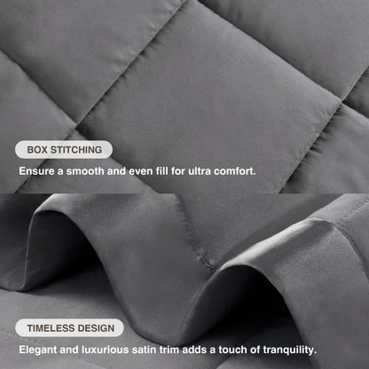 Windom Lightweight Down Alternative Blanket with Satin Trim - Charcoal