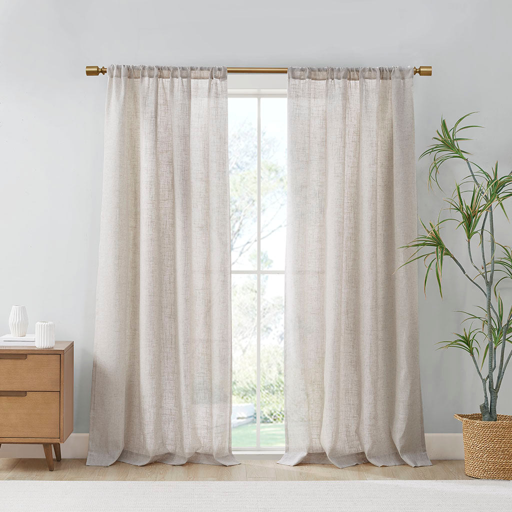 Kyler Linen Blend Light Filtering Curtain Panel Pair - Natural