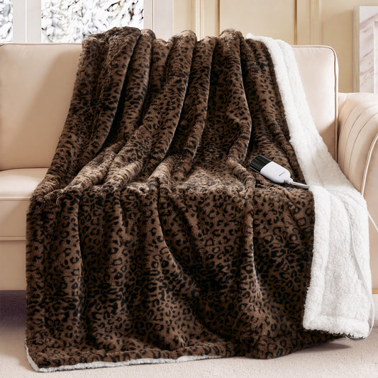Heated Zuri Luxe Heated Throw - Leopard