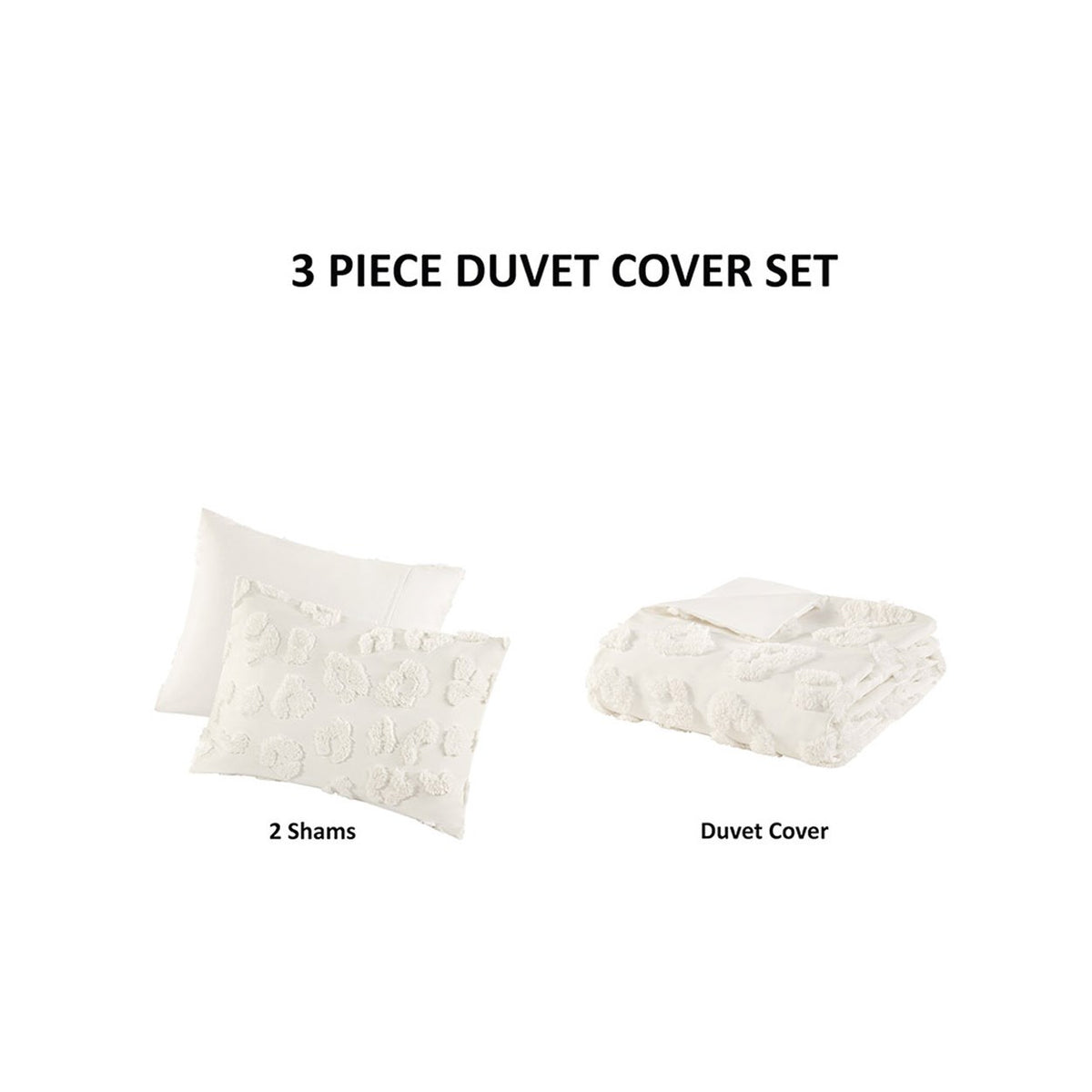 Larissa Animal Chenille Duvet Cover Set - Off-White