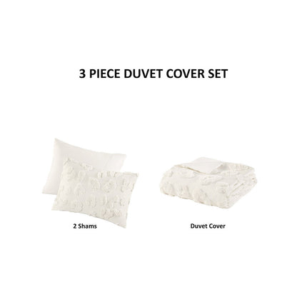 Larissa Animal Chenille Duvet Cover Set - Off-White