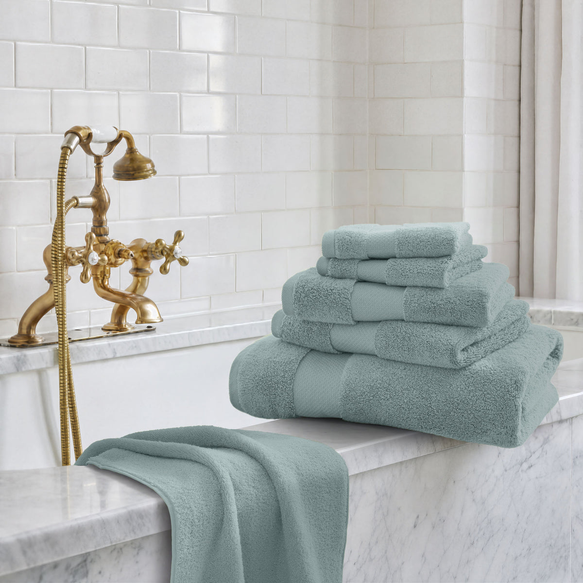 Turkish Cotton 6 Piece Bath Towel Set - Blue