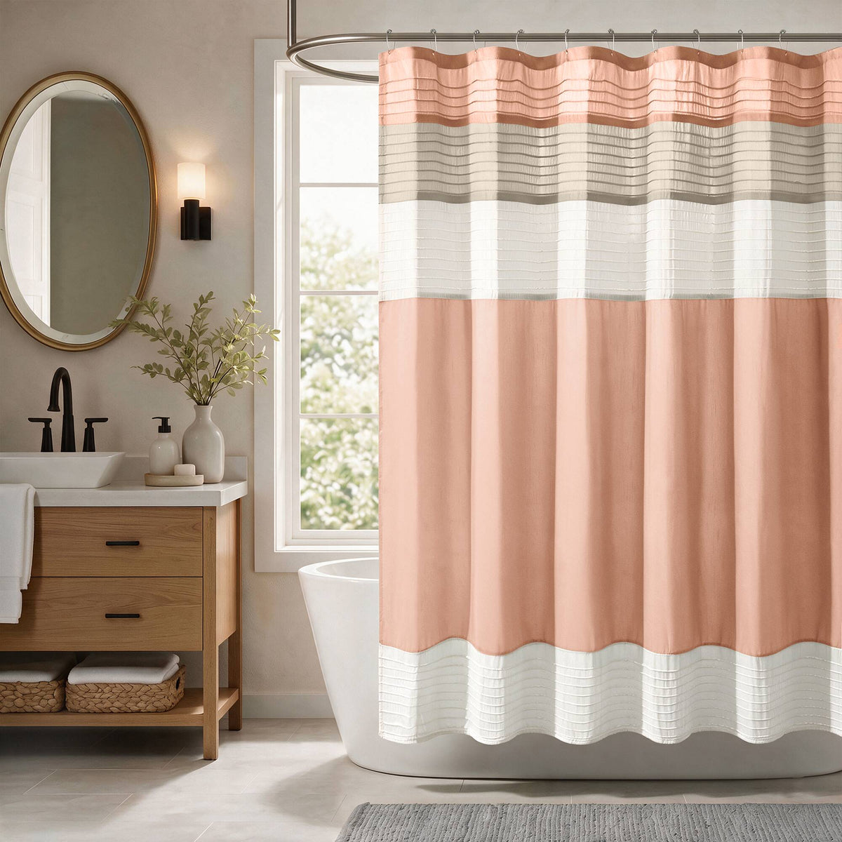 Amherst Faux Silk Shower Curtain - Coral