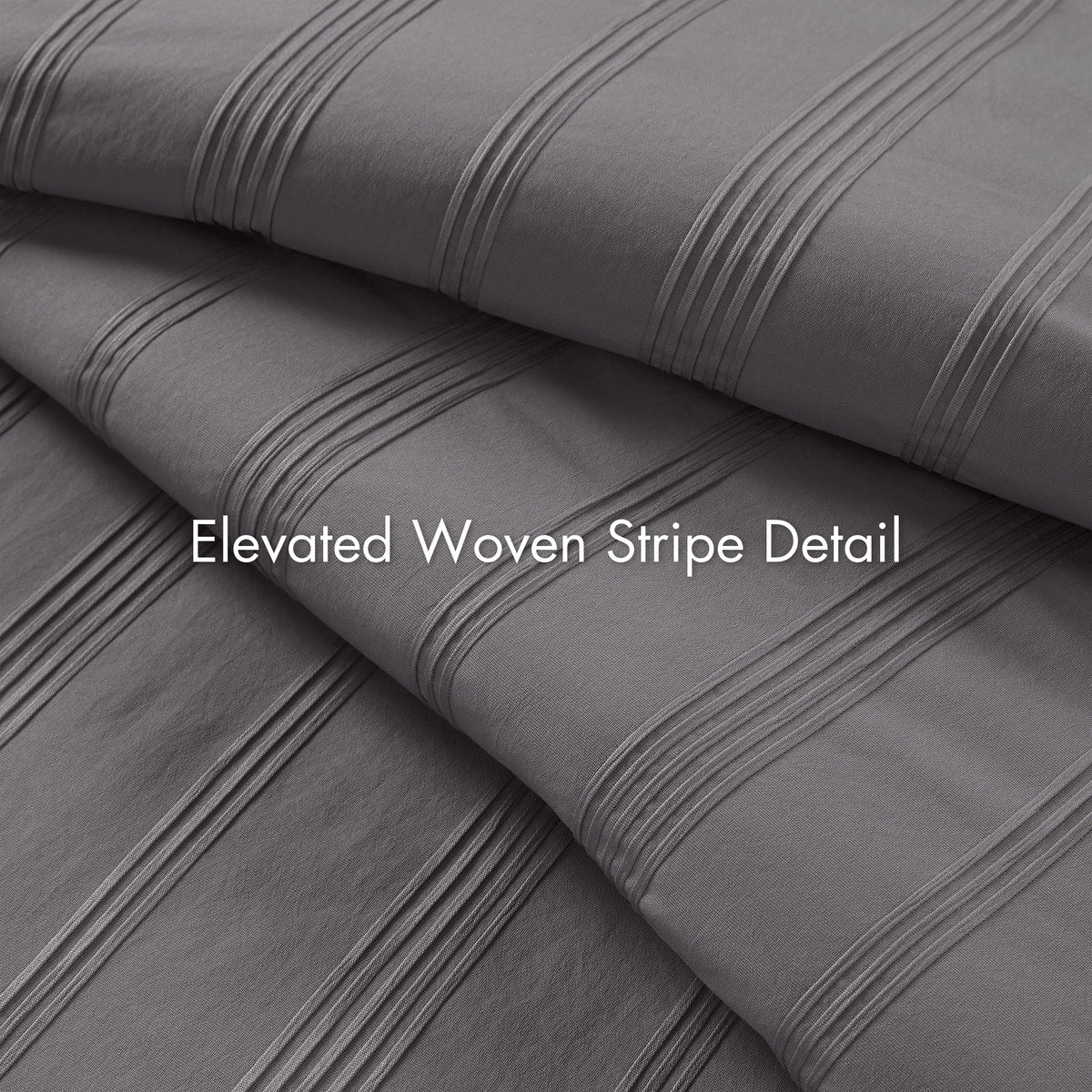 Logan Striped Reversible Pintuck Pleated Comforter Set - Charcoal