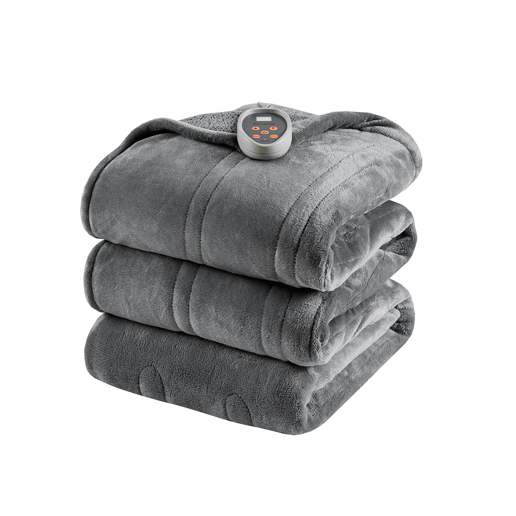 Heated Microlight to Berber Blanket - Grey
