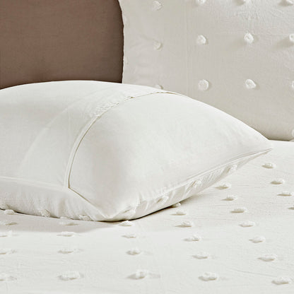 Brooklyn Cotton Jacquard Duvet Cover Set with Euro Shams and Throw Pillows - Ivory