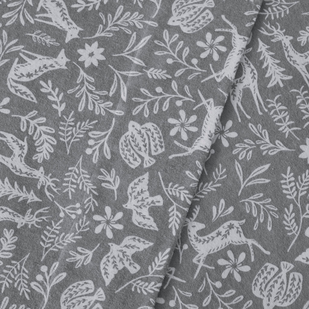 Oversized Cotton Flannel 4 Piece Sheet Set - Sage Winter Fauna